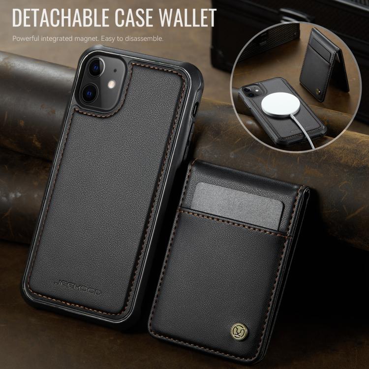 For iPhone 12 / 12 Pro JEEHOOD J06 British Style RFID MagSafe Card Bag PU Phone Case(Black) - iPhone 12 / 12 Pro Cases by JEEHOOD | Online Shopping UK | buy2fix
