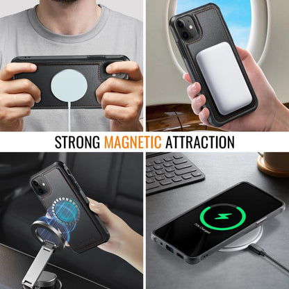 For iPhone 12 / 12 Pro JEEHOOD J06 British Style RFID MagSafe Card Bag PU Phone Case(Black) - iPhone 12 / 12 Pro Cases by JEEHOOD | Online Shopping UK | buy2fix