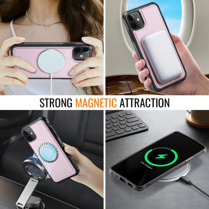 For iPhone 12 / 12 Pro JEEHOOD J06 British Style RFID MagSafe Card Bag PU Phone Case(Pink) - iPhone 12 / 12 Pro Cases by JEEHOOD | Online Shopping UK | buy2fix