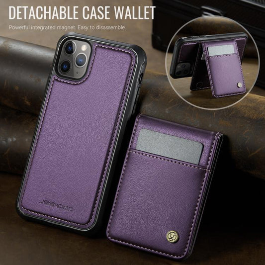 For iPhone 11 Pro Max JEEHOOD J06 British Style RFID MagSafe Card Bag PU Phone Case(Purple) - iPhone 11 Pro Max Cases by JEEHOOD | Online Shopping UK | buy2fix