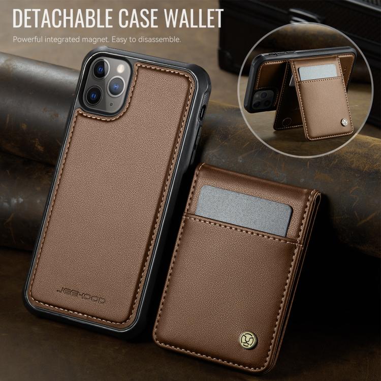 For iPhone 11 Pro Max JEEHOOD J06 British Style RFID MagSafe Card Bag PU Phone Case(Brown) - iPhone 11 Pro Max Cases by JEEHOOD | Online Shopping UK | buy2fix