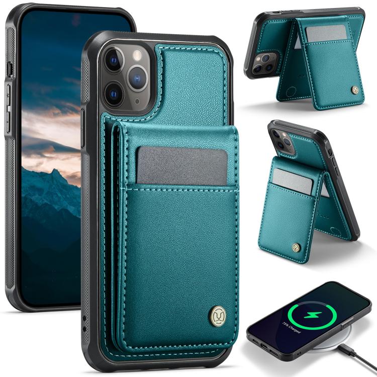 For iPhone 11 Pro Max JEEHOOD J06 British Style RFID MagSafe Card Bag PU Phone Case(Green) - iPhone 11 Pro Max Cases by JEEHOOD | Online Shopping UK | buy2fix