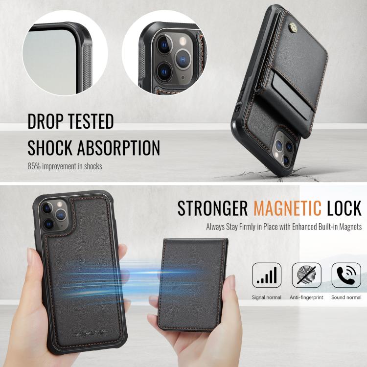 For iPhone 11 Pro Max JEEHOOD J06 British Style RFID MagSafe Card Bag PU Phone Case(Black) - iPhone 11 Pro Max Cases by JEEHOOD | Online Shopping UK | buy2fix