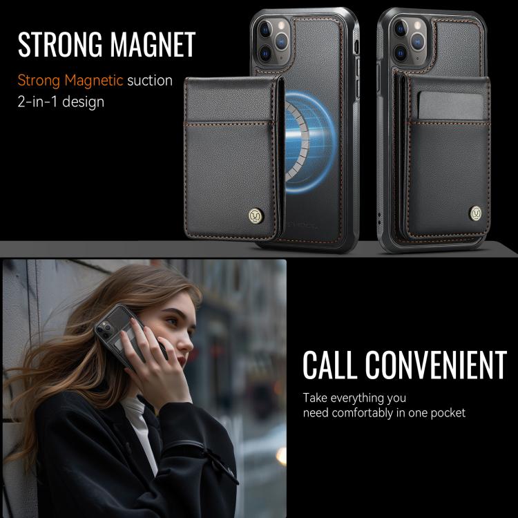 For iPhone 11 Pro Max JEEHOOD J06 British Style RFID MagSafe Card Bag PU Phone Case(Black) - iPhone 11 Pro Max Cases by JEEHOOD | Online Shopping UK | buy2fix