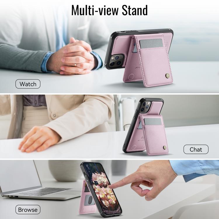 For iPhone 11 Pro Max JEEHOOD J06 British Style RFID MagSafe Card Bag PU Phone Case(Pink) - iPhone 11 Pro Max Cases by JEEHOOD | Online Shopping UK | buy2fix