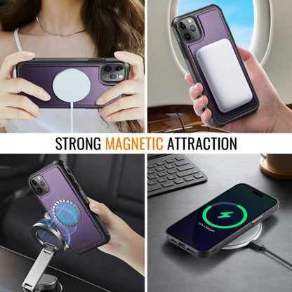 For iPhone 11 Pro JEEHOOD J06 British Style RFID MagSafe Card Bag PU Phone Case(Purple) - iPhone 11 Pro Cases by JEEHOOD | Online Shopping UK | buy2fix