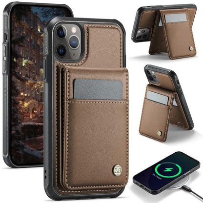 For iPhone 11 Pro JEEHOOD J06 British Style RFID MagSafe Card Bag PU Phone Case(Brown) - iPhone 11 Pro Cases by JEEHOOD | Online Shopping UK | buy2fix