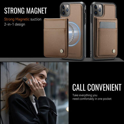 For iPhone 11 Pro JEEHOOD J06 British Style RFID MagSafe Card Bag PU Phone Case(Brown) - iPhone 11 Pro Cases by JEEHOOD | Online Shopping UK | buy2fix