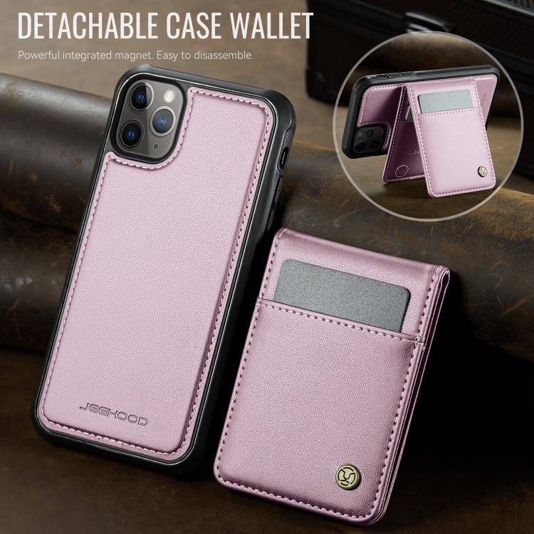 For iPhone 11 Pro JEEHOOD J06 British Style RFID MagSafe Card Bag PU Phone Case(Pink) - iPhone 11 Pro Cases by JEEHOOD | Online Shopping UK | buy2fix