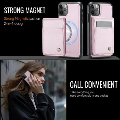 For iPhone 11 Pro JEEHOOD J06 British Style RFID MagSafe Card Bag PU Phone Case(Pink) - iPhone 11 Pro Cases by JEEHOOD | Online Shopping UK | buy2fix
