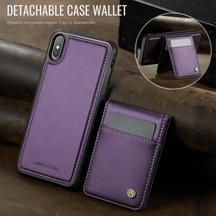 For iPhone X / XS JEEHOOD J06 British Style RFID MagSafe Card Bag PU Phone Case(Purple) - More iPhone Cases by JEEHOOD | Online Shopping UK | buy2fix