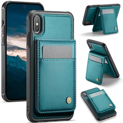 For iPhone X / XS JEEHOOD J06 British Style RFID MagSafe Card Bag PU Phone Case(Green) - More iPhone Cases by JEEHOOD | Online Shopping UK | buy2fix