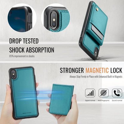 For iPhone X / XS JEEHOOD J06 British Style RFID MagSafe Card Bag PU Phone Case(Green) - More iPhone Cases by JEEHOOD | Online Shopping UK | buy2fix