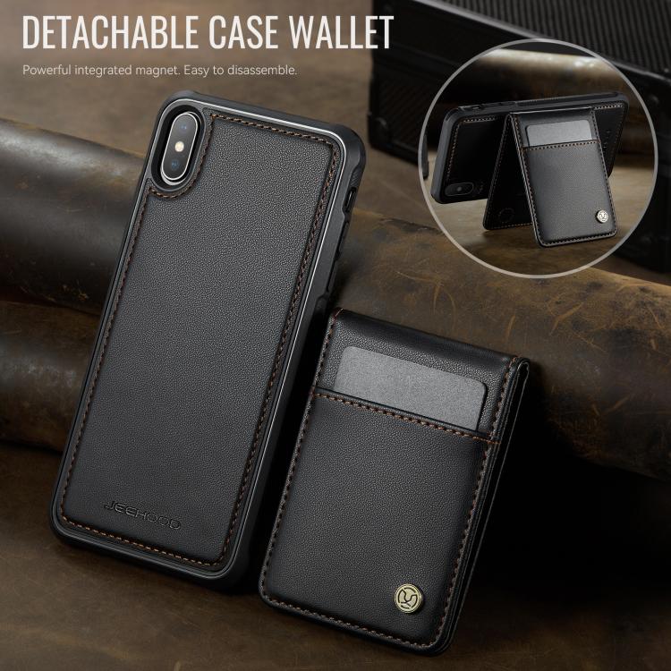 For iPhone X / XS JEEHOOD J06 British Style RFID MagSafe Card Bag PU Phone Case(Black) - More iPhone Cases by JEEHOOD | Online Shopping UK | buy2fix