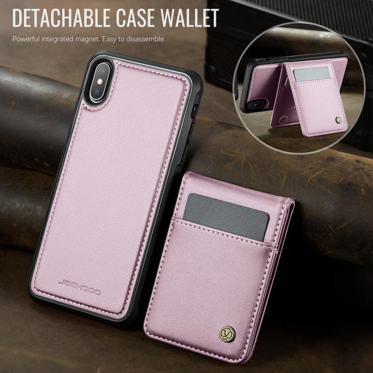 For iPhone X / XS JEEHOOD J06 British Style RFID MagSafe Card Bag PU Phone Case(Pink) - More iPhone Cases by JEEHOOD | Online Shopping UK | buy2fix