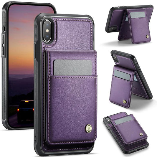 For iPhone XS Max JEEHOOD J06 British Style RFID MagSafe Card Bag PU Phone Case(Purple) - More iPhone Cases by JEEHOOD | Online Shopping UK | buy2fix