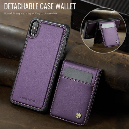 For iPhone XS Max JEEHOOD J06 British Style RFID MagSafe Card Bag PU Phone Case(Purple) - More iPhone Cases by JEEHOOD | Online Shopping UK | buy2fix