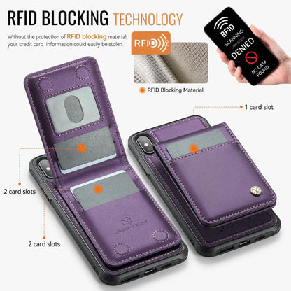 For iPhone XS Max JEEHOOD J06 British Style RFID MagSafe Card Bag PU Phone Case(Purple) - More iPhone Cases by JEEHOOD | Online Shopping UK | buy2fix