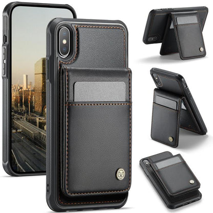For iPhone XS Max JEEHOOD J06 British Style RFID MagSafe Card Bag PU Phone Case(Black) - More iPhone Cases by JEEHOOD | Online Shopping UK | buy2fix