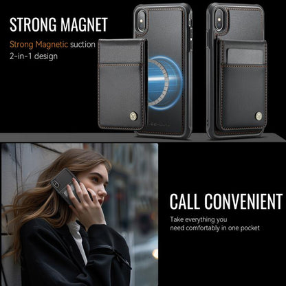 For iPhone XS Max JEEHOOD J06 British Style RFID MagSafe Card Bag PU Phone Case(Black) - More iPhone Cases by JEEHOOD | Online Shopping UK | buy2fix