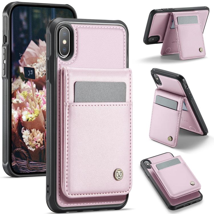 For iPhone XS Max JEEHOOD J06 British Style RFID MagSafe Card Bag PU Phone Case(Pink) - More iPhone Cases by JEEHOOD | Online Shopping UK | buy2fix