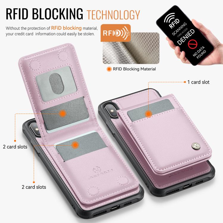For iPhone XS Max JEEHOOD J06 British Style RFID MagSafe Card Bag PU Phone Case(Pink) - More iPhone Cases by JEEHOOD | Online Shopping UK | buy2fix