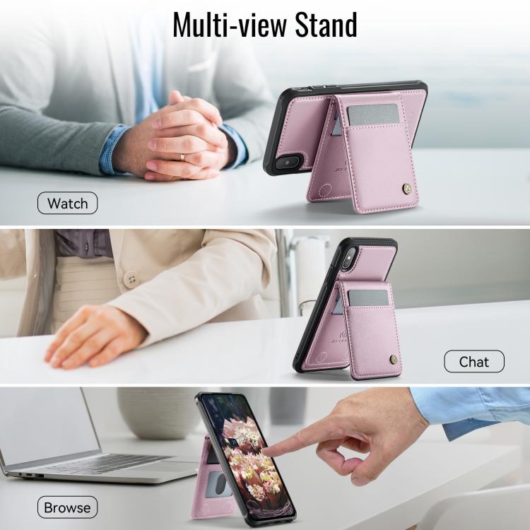 For iPhone XS Max JEEHOOD J06 British Style RFID MagSafe Card Bag PU Phone Case(Pink) - More iPhone Cases by JEEHOOD | Online Shopping UK | buy2fix