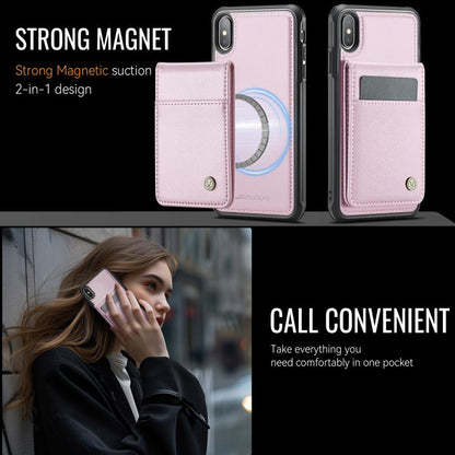 For iPhone XS Max JEEHOOD J06 British Style RFID MagSafe Card Bag PU Phone Case(Pink) - More iPhone Cases by JEEHOOD | Online Shopping UK | buy2fix