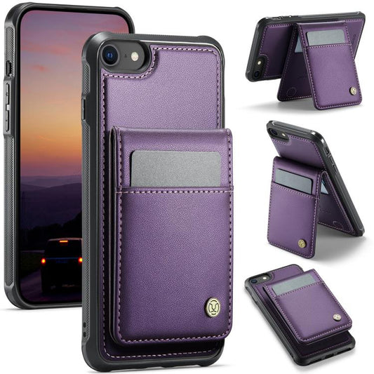 For iPhone SE 2022 / SE 2020 / 8 JEEHOOD J06 British Style RFID MagSafe Card Bag PU Phone Case(Purple) - iPhone SE 2022 / 2020 / 8 / 7 Cases by JEEHOOD | Online Shopping UK | buy2fix