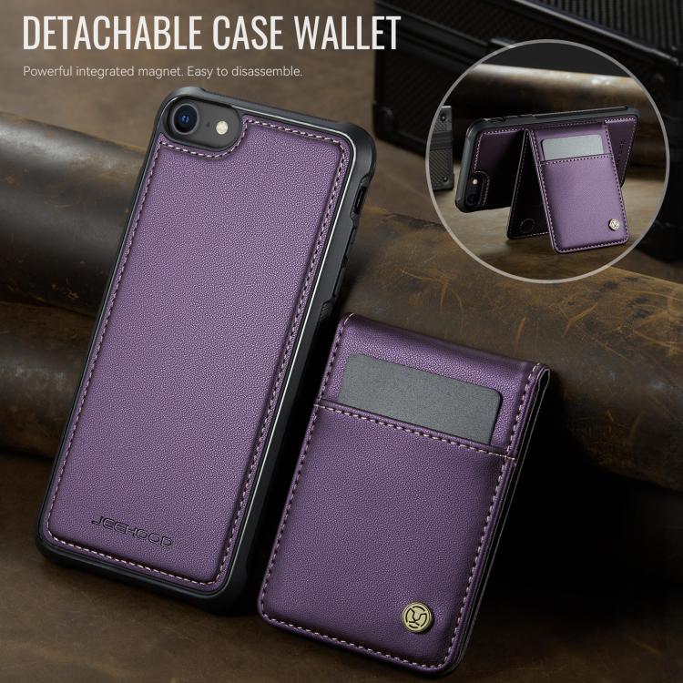 For iPhone SE 2022 / SE 2020 / 8 JEEHOOD J06 British Style RFID MagSafe Card Bag PU Phone Case(Purple) - iPhone SE 2022 / 2020 / 8 / 7 Cases by JEEHOOD | Online Shopping UK | buy2fix