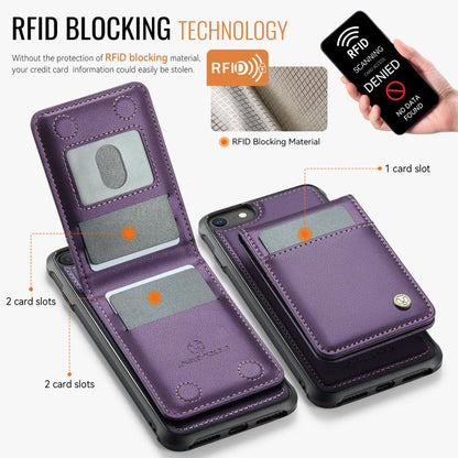 For iPhone SE 2022 / SE 2020 / 8 JEEHOOD J06 British Style RFID MagSafe Card Bag PU Phone Case(Purple) - iPhone SE 2022 / 2020 / 8 / 7 Cases by JEEHOOD | Online Shopping UK | buy2fix