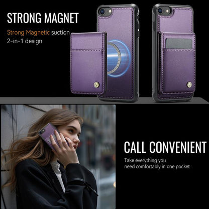 For iPhone SE 2022 / SE 2020 / 8 JEEHOOD J06 British Style RFID MagSafe Card Bag PU Phone Case(Purple) - iPhone SE 2022 / 2020 / 8 / 7 Cases by JEEHOOD | Online Shopping UK | buy2fix