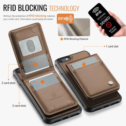 For iPhone SE 2022 / SE 2020 / 8 JEEHOOD J06 British Style RFID MagSafe Card Bag PU Phone Case(Brown) - iPhone SE 2022 / 2020 / 8 / 7 Cases by JEEHOOD | Online Shopping UK | buy2fix