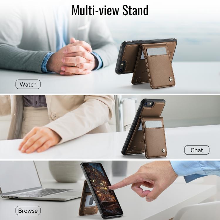 For iPhone SE 2022 / SE 2020 / 8 JEEHOOD J06 British Style RFID MagSafe Card Bag PU Phone Case(Brown) - iPhone SE 2022 / 2020 / 8 / 7 Cases by JEEHOOD | Online Shopping UK | buy2fix