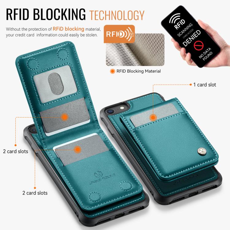 For iPhone SE 2022 / SE 2020 / 8 JEEHOOD J06 British Style RFID MagSafe Card Bag PU Phone Case(Green) - iPhone SE 2022 / 2020 / 8 / 7 Cases by JEEHOOD | Online Shopping UK | buy2fix