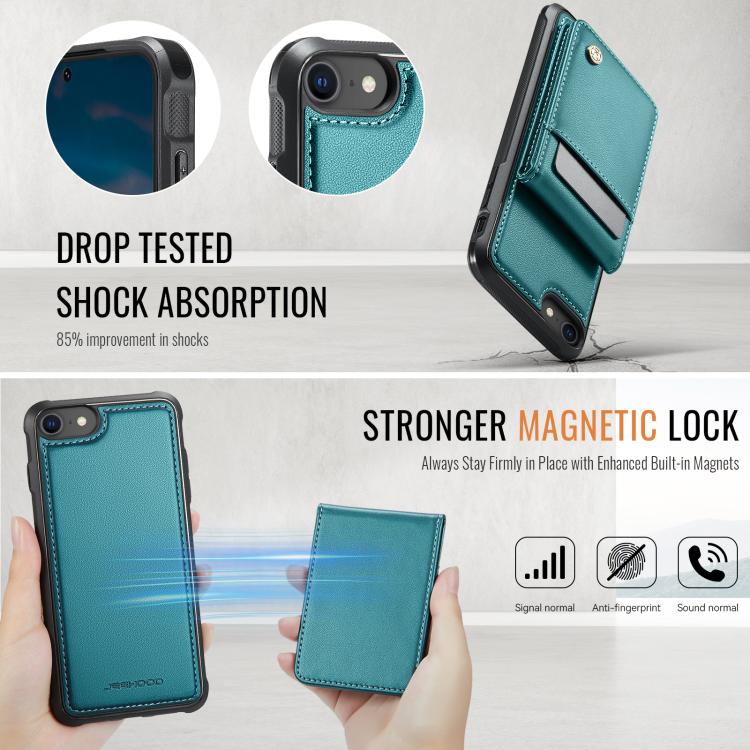 For iPhone SE 2022 / SE 2020 / 8 JEEHOOD J06 British Style RFID MagSafe Card Bag PU Phone Case(Green) - iPhone SE 2022 / 2020 / 8 / 7 Cases by JEEHOOD | Online Shopping UK | buy2fix