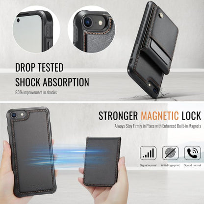 For iPhone SE 2022 / SE 2020 / 8 JEEHOOD J06 British Style RFID MagSafe Card Bag PU Phone Case(Black) - iPhone SE 2022 / 2020 / 8 / 7 Cases by JEEHOOD | Online Shopping UK | buy2fix