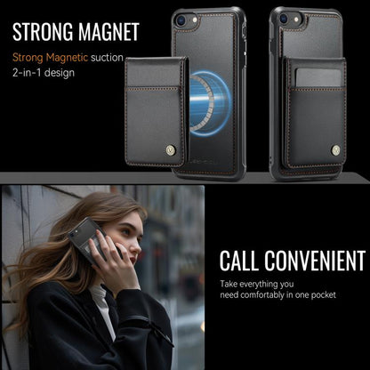 For iPhone SE 2022 / SE 2020 / 8 JEEHOOD J06 British Style RFID MagSafe Card Bag PU Phone Case(Black) - iPhone SE 2022 / 2020 / 8 / 7 Cases by JEEHOOD | Online Shopping UK | buy2fix