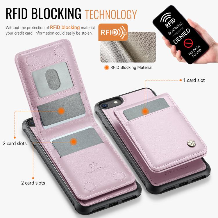 For iPhone SE 2022 / SE 2020 / 8 JEEHOOD J06 British Style RFID MagSafe Card Bag PU Phone Case(Pink) - iPhone SE 2022 / 2020 / 8 / 7 Cases by JEEHOOD | Online Shopping UK | buy2fix