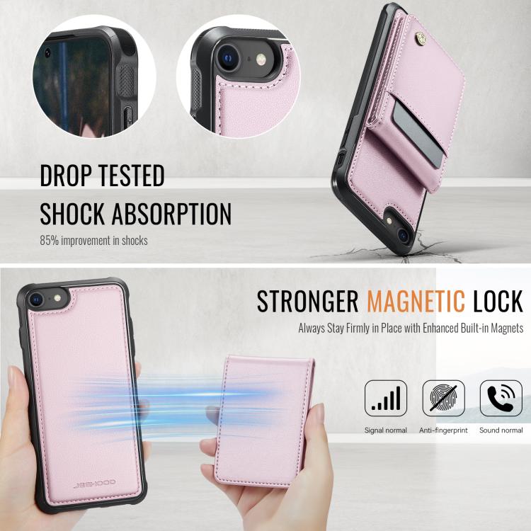 For iPhone SE 2022 / SE 2020 / 8 JEEHOOD J06 British Style RFID MagSafe Card Bag PU Phone Case(Pink) - iPhone SE 2022 / 2020 / 8 / 7 Cases by JEEHOOD | Online Shopping UK | buy2fix
