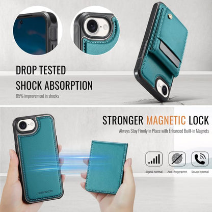 For iPhone 16e JEEHOOD J06 British Style RFID MagSafe Card Bag PU Phone Case(Green) - iPhone 16e Cases by JEEHOOD | Online Shopping UK | buy2fix