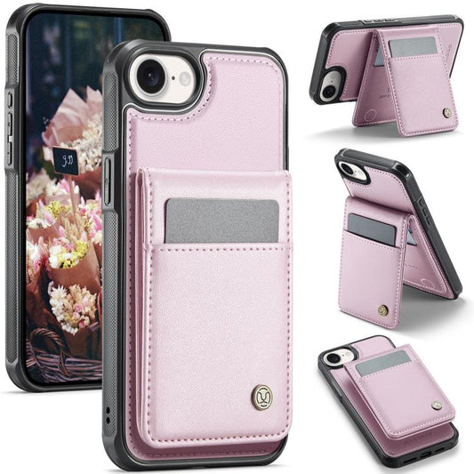 For iPhone 16e JEEHOOD J06 British Style RFID MagSafe Card Bag PU Phone Case(Pink) - iPhone 16e Cases by JEEHOOD | Online Shopping UK | buy2fix