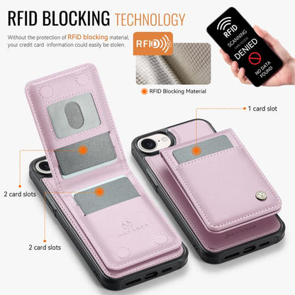 For iPhone 16e JEEHOOD J06 British Style RFID MagSafe Card Bag PU Phone Case(Pink) - iPhone 16e Cases by JEEHOOD | Online Shopping UK | buy2fix