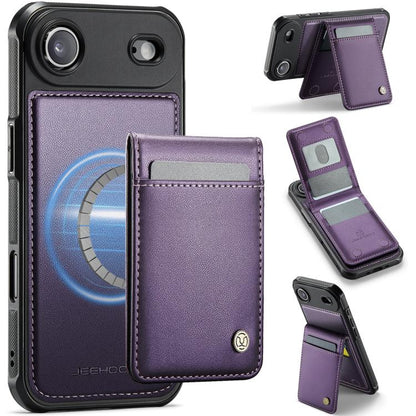 For iPhone Air JEEHOOD J06 British Style RFID MagSafe Card Bag PU Phone Case(Purple) - iPhone Air Cases by JEEHOOD | Online Shopping UK | buy2fix