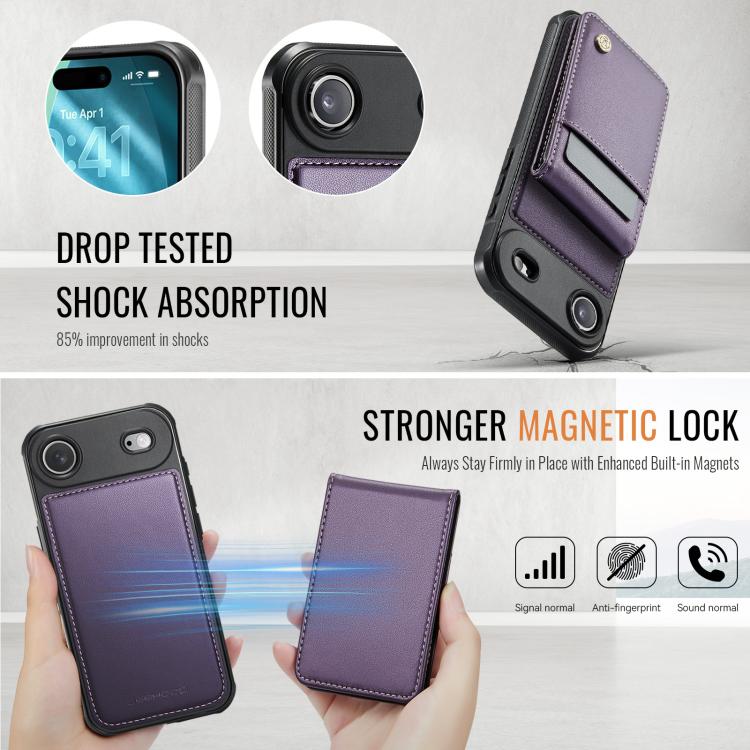 For iPhone Air JEEHOOD J06 British Style RFID MagSafe Card Bag PU Phone Case(Purple) - iPhone Air Cases by JEEHOOD | Online Shopping UK | buy2fix