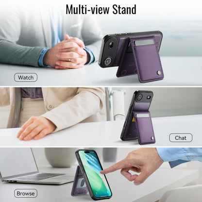 For iPhone Air JEEHOOD J06 British Style RFID MagSafe Card Bag PU Phone Case(Purple) - iPhone Air Cases by JEEHOOD | Online Shopping UK | buy2fix