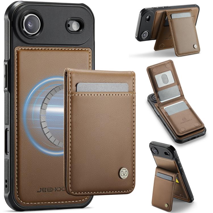 For iPhone Air JEEHOOD J06 British Style RFID MagSafe Card Bag PU Phone Case(Brown) - iPhone Air Cases by JEEHOOD | Online Shopping UK | buy2fix