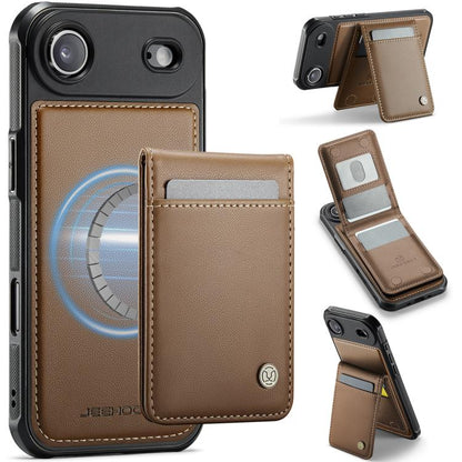 For iPhone Air JEEHOOD J06 British Style RFID MagSafe Card Bag PU Phone Case(Brown) - iPhone Air Cases by JEEHOOD | Online Shopping UK | buy2fix