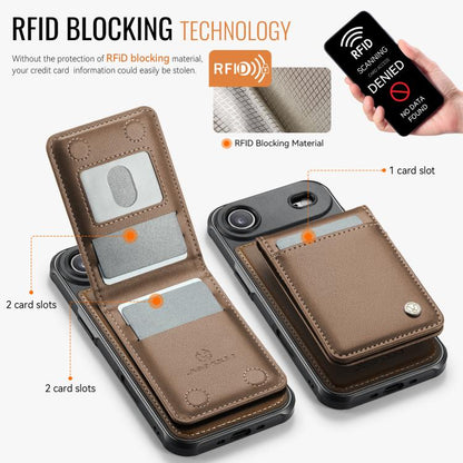 For iPhone Air JEEHOOD J06 British Style RFID MagSafe Card Bag PU Phone Case(Brown) - iPhone Air Cases by JEEHOOD | Online Shopping UK | buy2fix