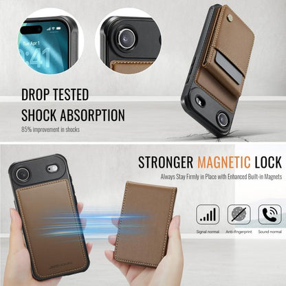 For iPhone Air JEEHOOD J06 British Style RFID MagSafe Card Bag PU Phone Case(Brown) - iPhone Air Cases by JEEHOOD | Online Shopping UK | buy2fix